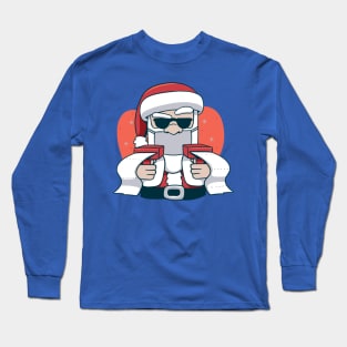 Santa with Money Guns Long Sleeve T-Shirt